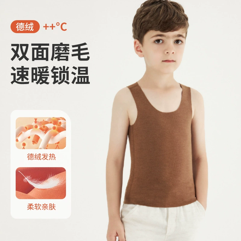 Осенне-зимний немецкий бархатный детский терможилет, бесшовное повседневное базовое нижнее белье для мальчиков и девочек, средний и большой детский жилет от лихорадки