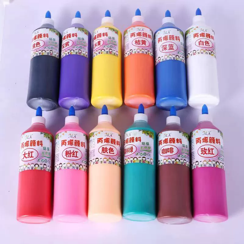 Акриловый пигмент 12 Цвета 500 мл большой набор бутылок для детей расписная гипсовая кукла настенная роспись жидкостная роспись каменная роспись