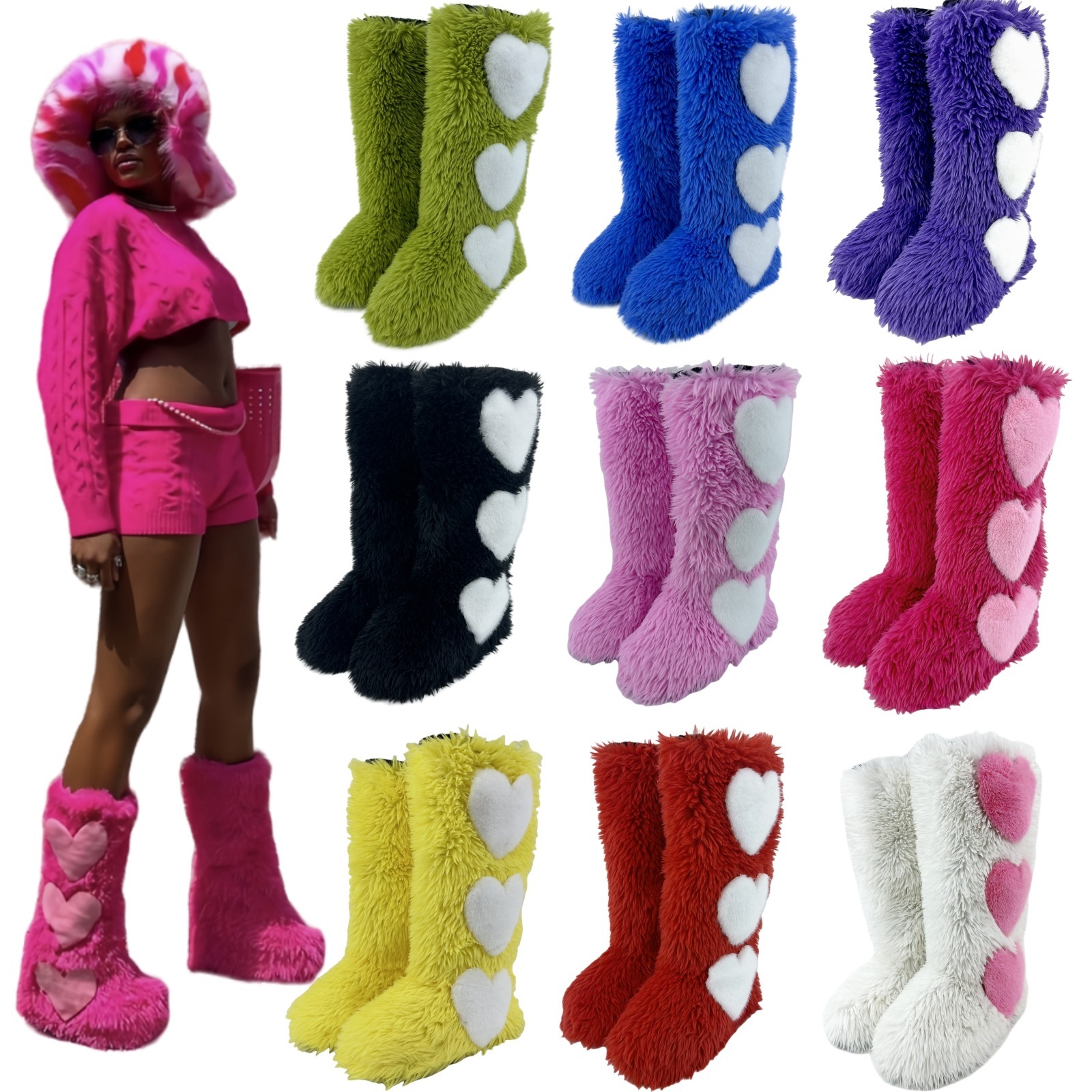 Winter new snow shoes flat-soled long-tube fur boots for women plus…