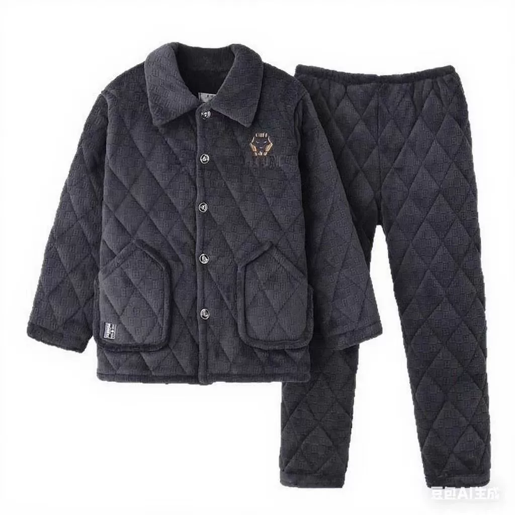 Зимние мужские трехслойные домашние пижамы на хлопковой подкладке, с флисовой подкладкой, утолщенные, свободного кроя, больших размеров, средней длины, фланелевые, для людей среднего и пожилого возраста.