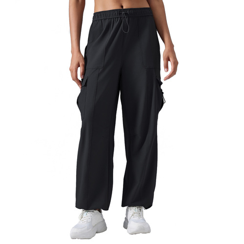 Women's Fashionable and Versatile Wide-Leg Work Pants with Drape, Slimming, Casual, Sports, Straight Leg, Loose, Fitness Long Pants D25089