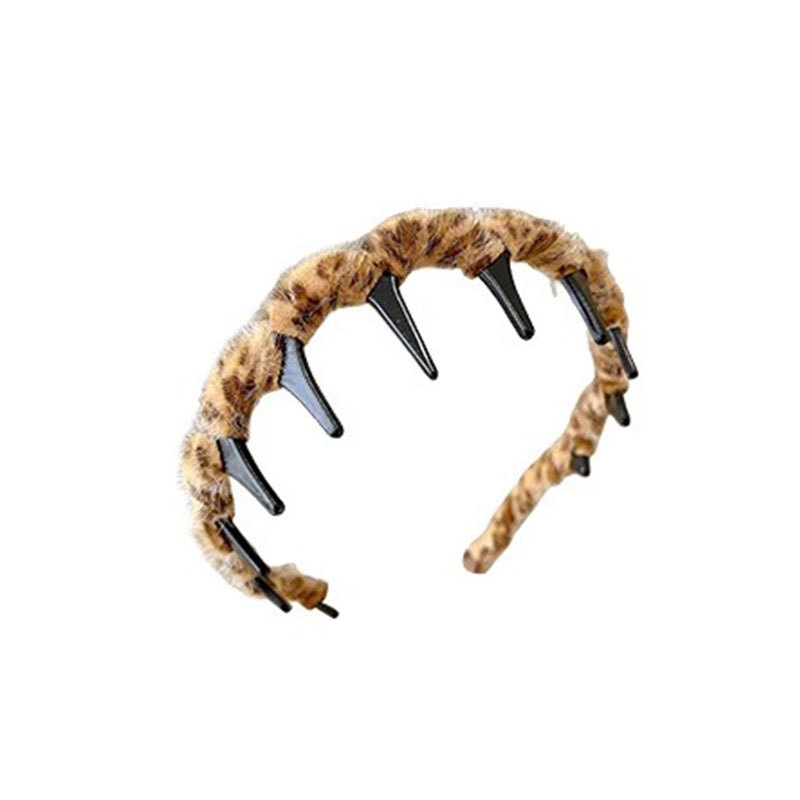 Otoño y invierno de alta altura craneal de pelusa ondulado clip de pelo de lavado de cara presión clip de pelo de pelo de dientes de banda antideslizante cabello