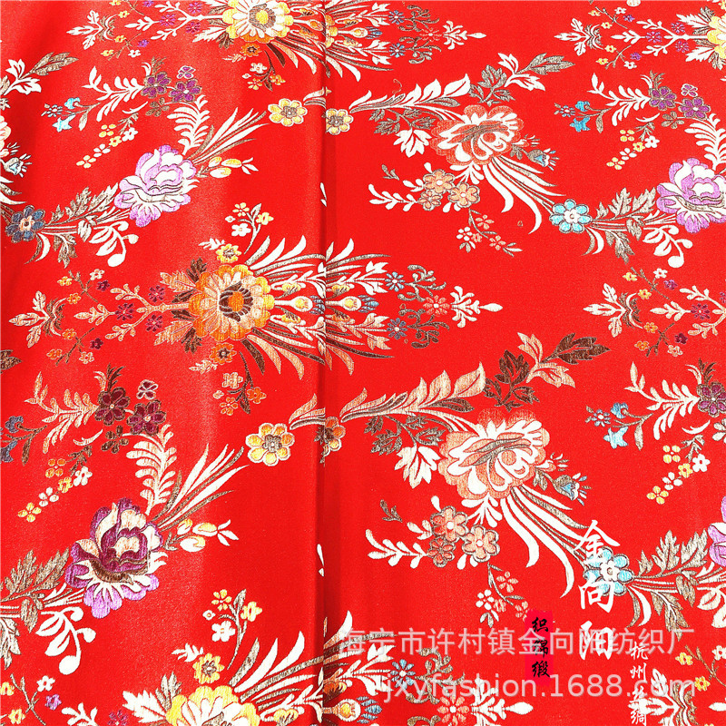 海棠花提花织锦缎布料面料民族服饰批发尼龙少数民族蒙古袍藏袍