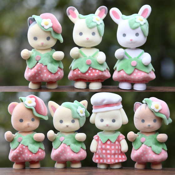 Trendy Internet Celebrant Flocking Senbeier Doll Cute Strawberry Skirt Animal Series Desktop Decorations Ornaments