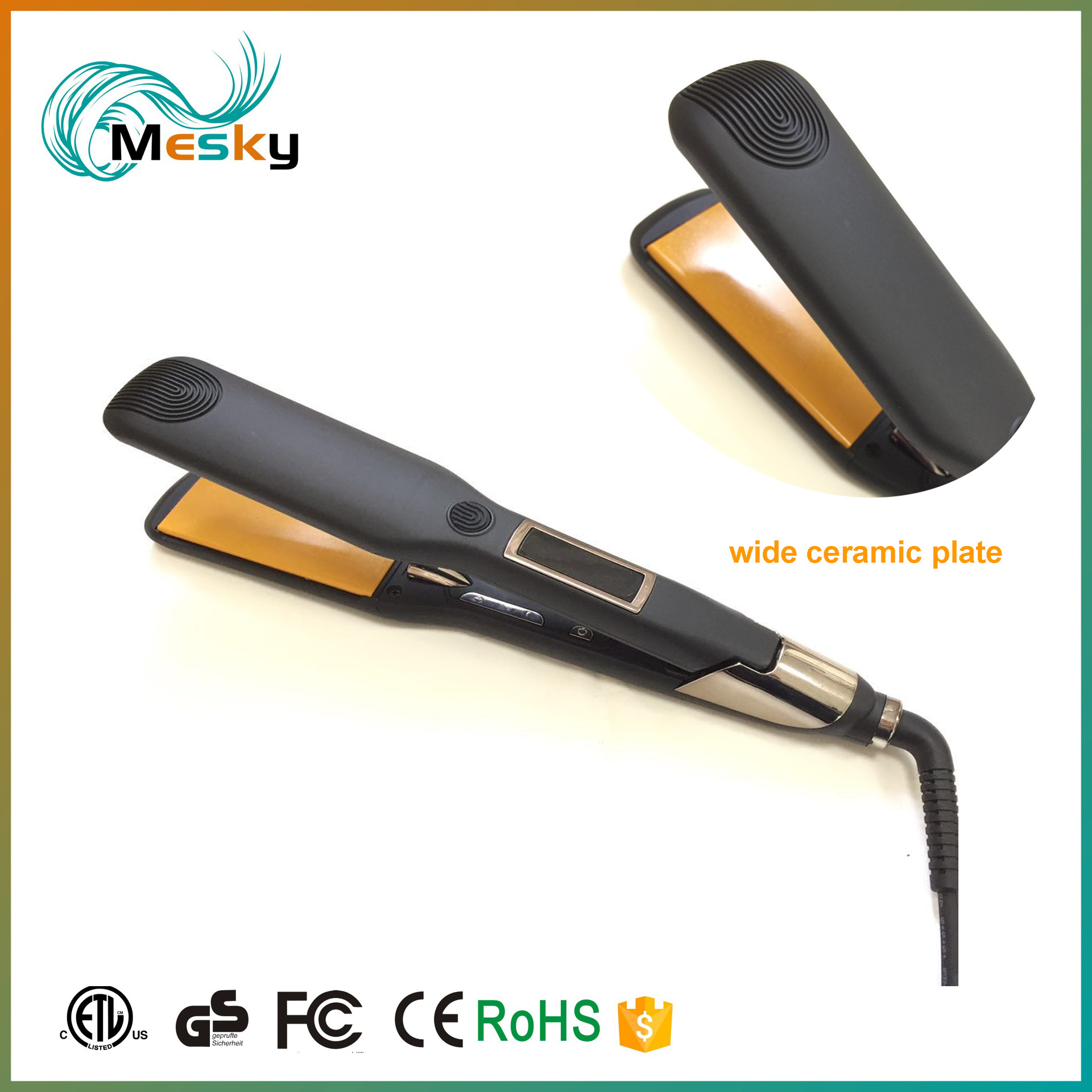 MESKYCetl Max热卷发器和直发器2合1直发膏1/4英寸短男士直发器