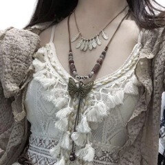 小紅の本の爆発の新しい中国式のネックレスの復古の小さい大衆の古風の国風の陶磁器のアクセサリの民族の風の延長のセーターのチェーン
