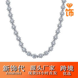 跨境爆款925纯银莫桑石太阳花项链链女ins网红爆款时尚跨境批发