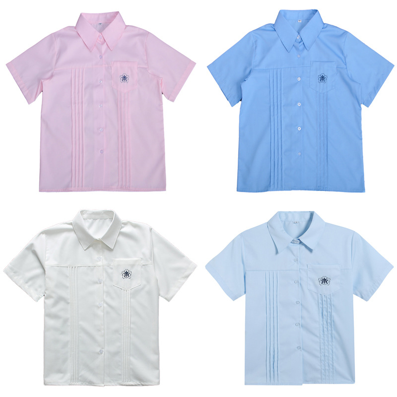 2022JK uniform summer short sleeve water color shirt Japanese college student embroidery Xiaolan medium white shirt women's uniform