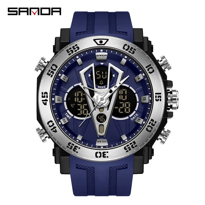 SANDA 6105 nueva venta caliente Moda juvenil reloj electrónico multifunción luminoso impermeable despertador