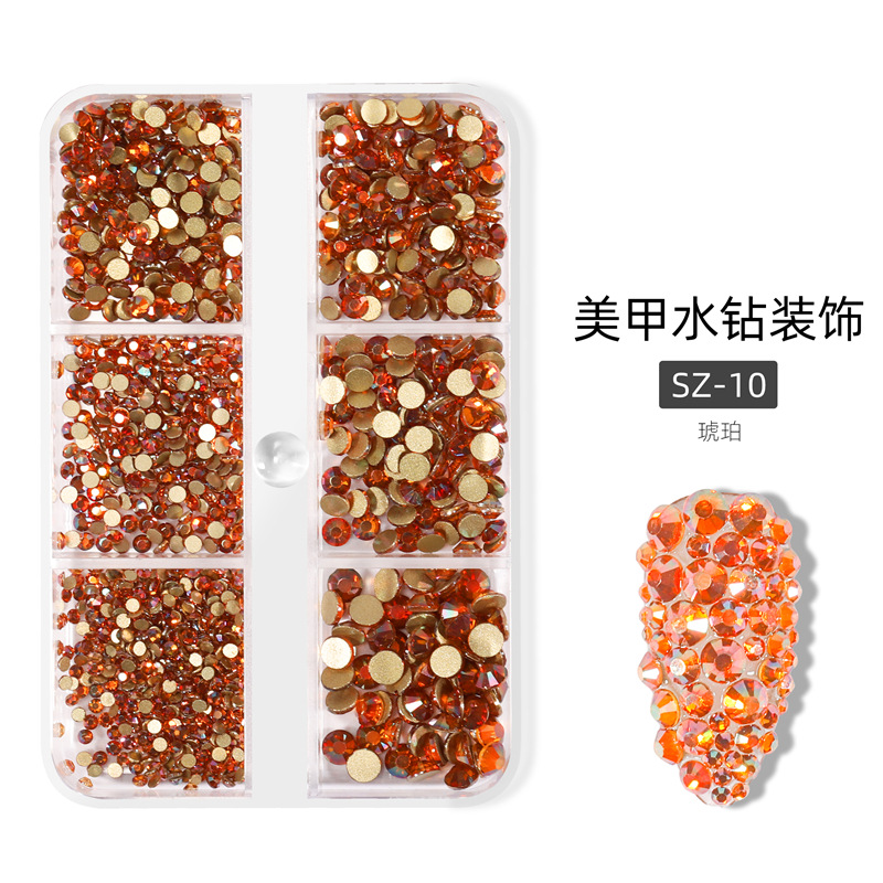 Transfronterizo nuevo 6-rejilla de uñas rhinestone de la joyería plana de diamante transparente AB color mágico paraíso luz de la joyería de uñas