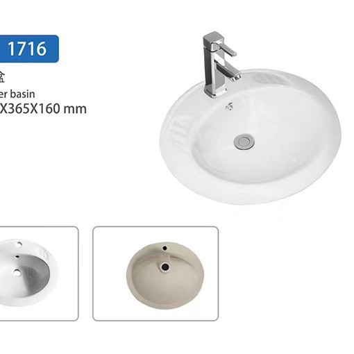 Cuenca de gama media semi-incrustado lavabo superior lavabo de cerámica hogar redondo tamaño incrustado lavabo