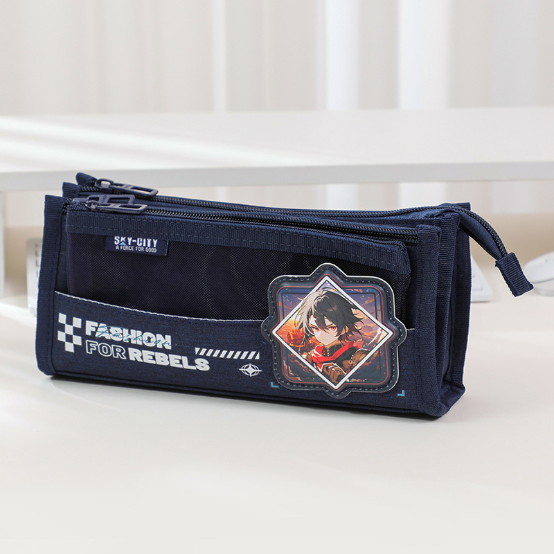 Ciudad del cielo tres nuevos niños de secundaria secundaria estilo cómico caja de almacenamiento coreana simple tela de gran capacidad bolsas de pluma