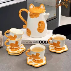 かわいい猫のウォーターセット新築祝いギフトセラミックウォーターカップコールドケトルティーセットティーポット結婚式のお土産