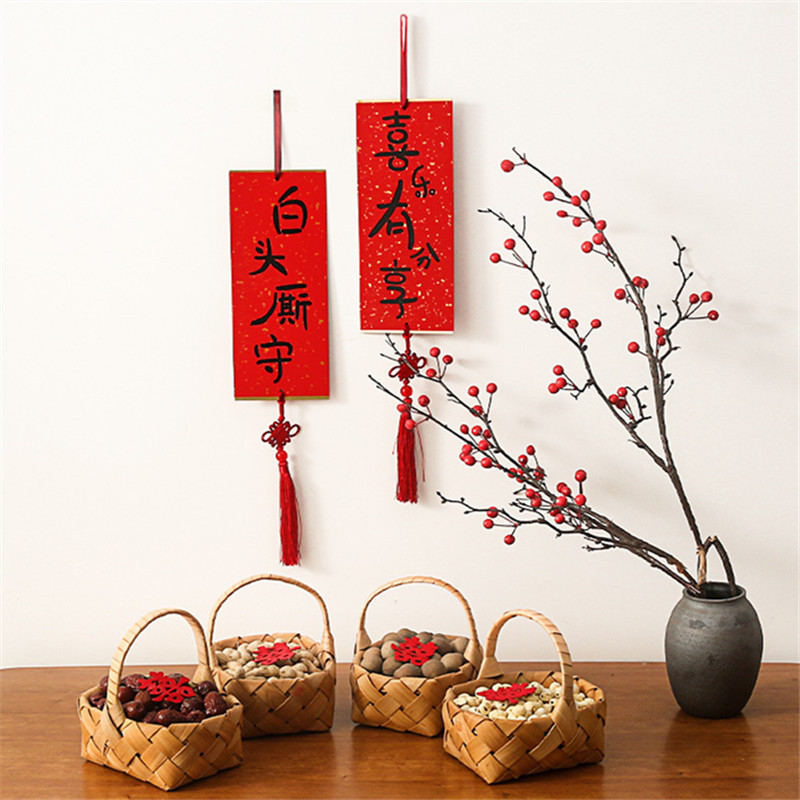 Wedding Couple Couplets I Have Joy Pendant Happy Couplets New Marriage Room Decoration Ornaments Four-Character Mini Wedding Couplets Ornament