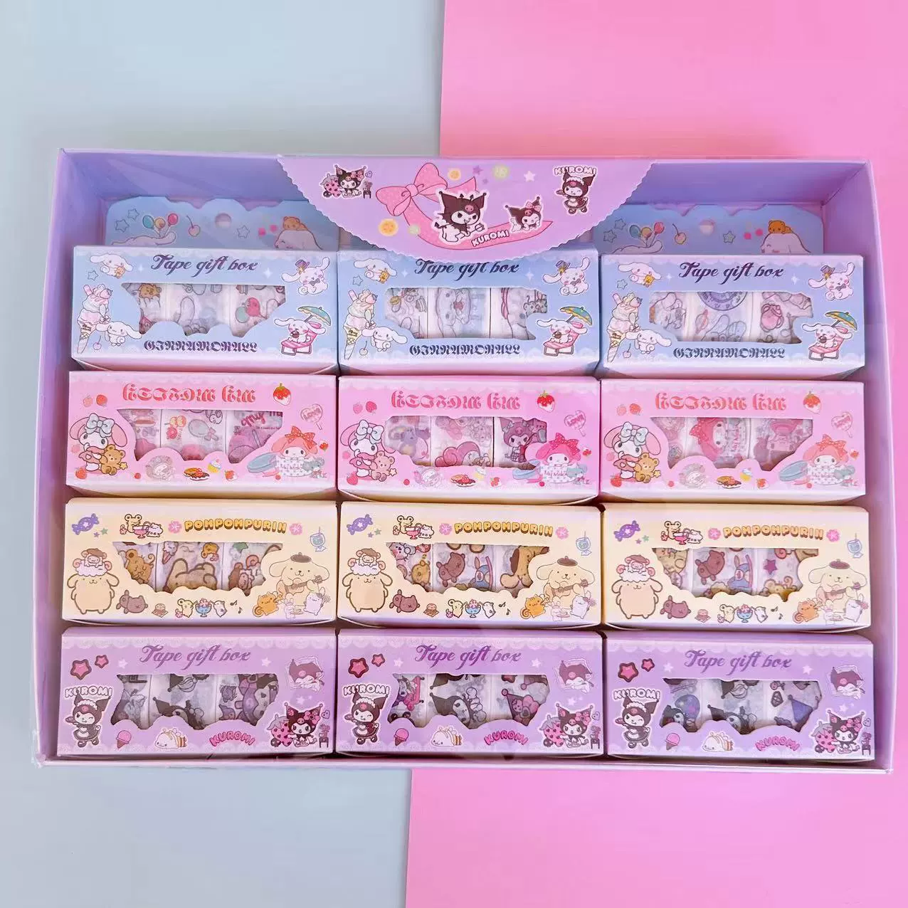 Лента Sanrio с высоким рыночным спросом Kuromi 12 шт. бумаги и ленты DIY резиновая бумага набор для рукоделия, наклейки