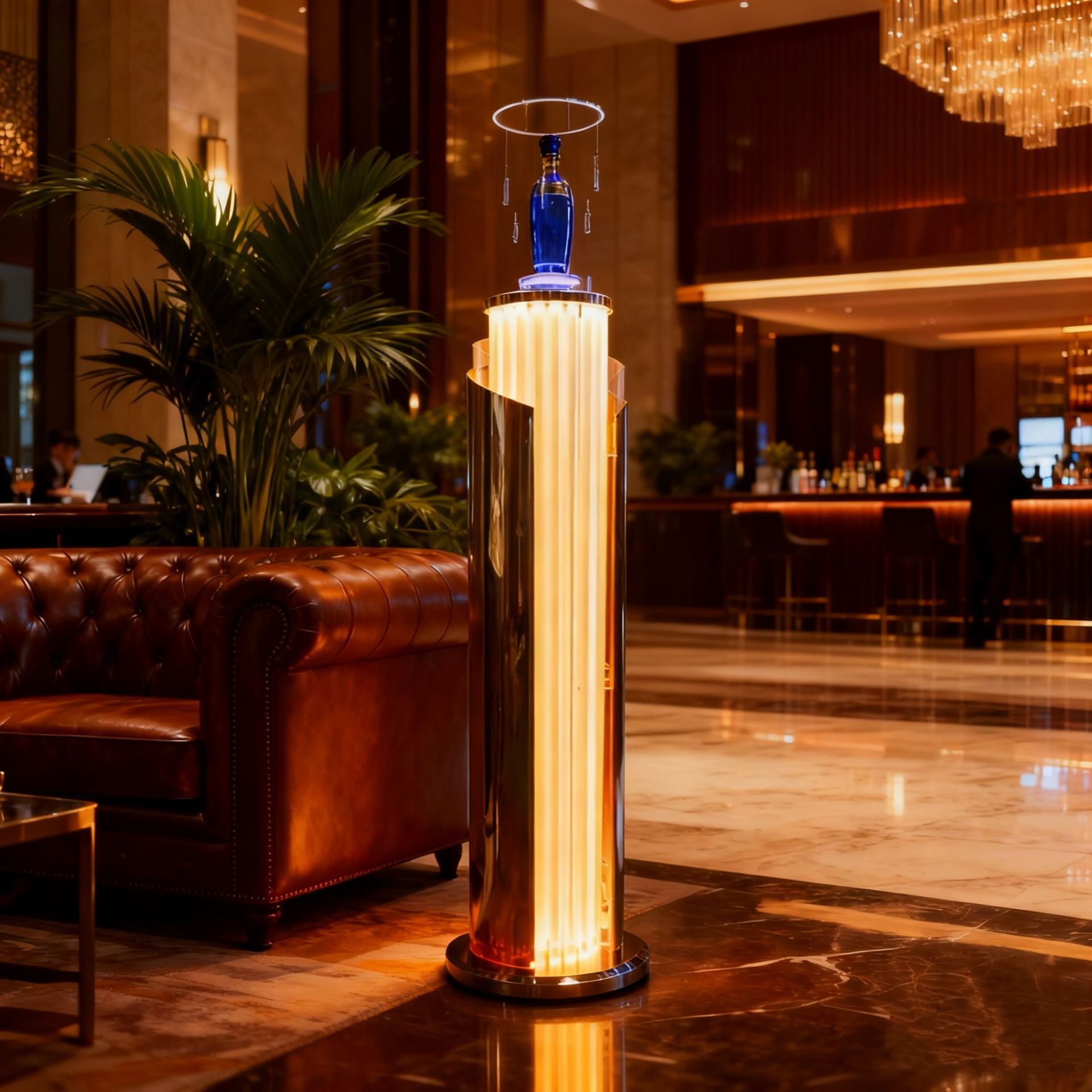 高级感发光酒座不锈钢电镀酒架品鉴会酒柜白酒落地柜酒瓶展示架