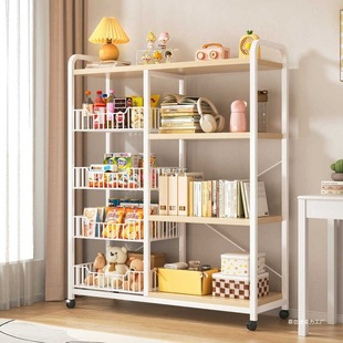 Bookshelf Floor-Standing Storage Rack Children's Bookcase Home Desktop Simple Solid Wood Living Room Multi-Layer Book Storage Storage