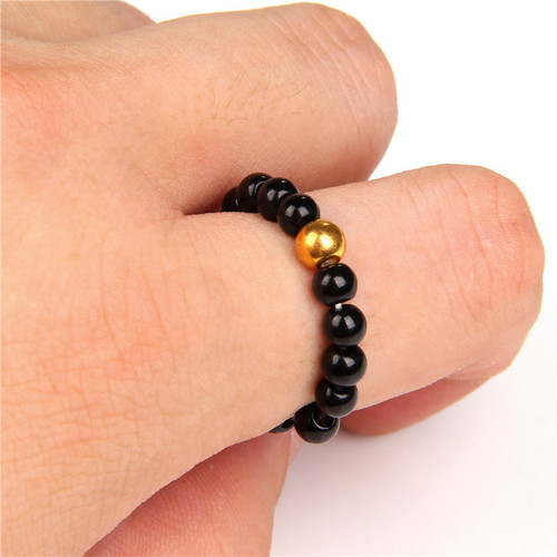 Amazon cross-border new 4m natural stone bead elastic ring for women, fashionable and versatile handmade beaded ring bracelet