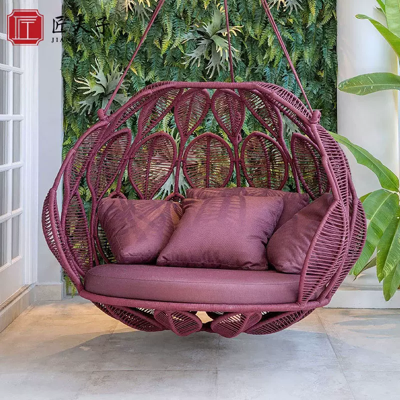 户外藤椅吊篮庭院花园秋千室内阳台藤编吊篮落地网红鸟巢摇篮椅