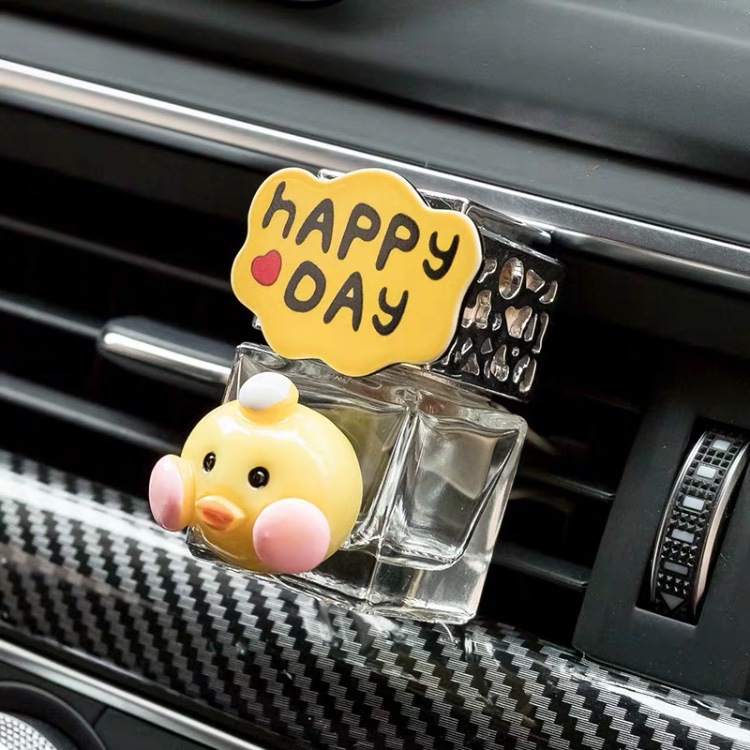 Botella de perfume para automóviles botella vacía auto-agregación aire acondicionado ventilador de salida perfume para automóviles perfume ligero caricatura mujer