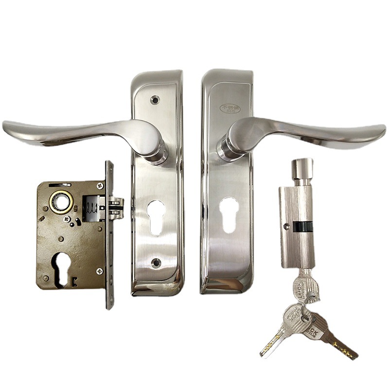 Cerradura de Acero Inoxidable para Puerta de Madera de Dormitorio, Cerradura de Manija Silenciosa, Precio Especial de Fábrica, Cerradura de Ingeniería, Universal para Uso Doméstico.