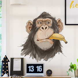 搞怪动物表情马桶盖贴画浴室墙面可爱装饰墙贴画