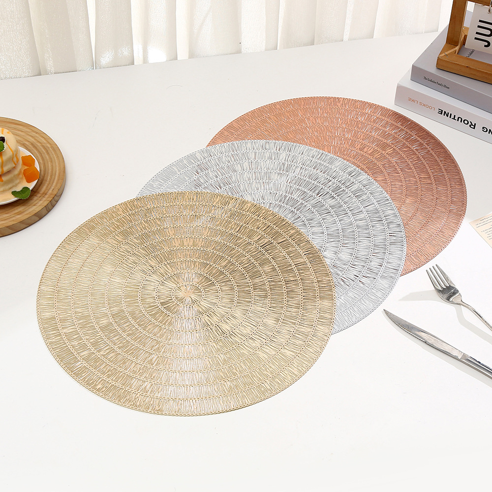 Amazon's Popular Random Silk Ring Pvc Placemat Coaster Hot Stamping Non-Slip Insulated Table Mat Waterproof Table Supplies