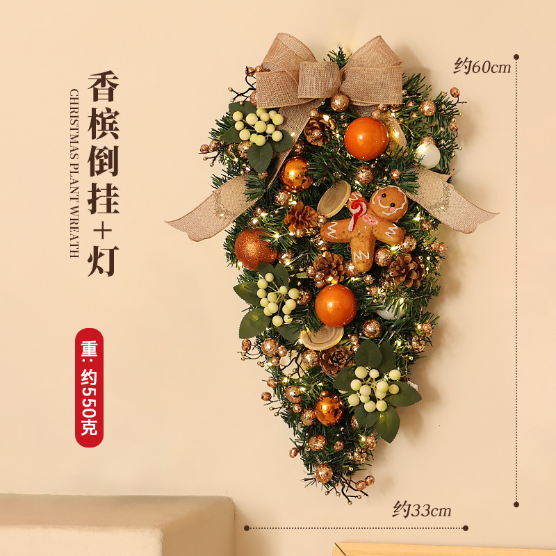 Venta caliente nueva decoración de Navidad guirnalda de 40cm al revés escaparate de la ventana del hotel escena del centro comercial colgante de la puerta colgante de la pared diseño
