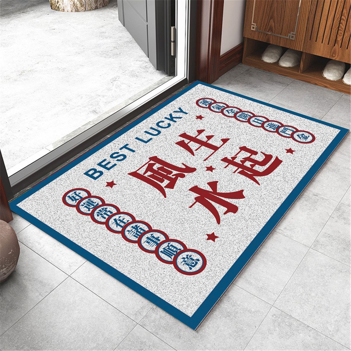 Nacional de moda anillo de seda puerta Mat Puerta de bienvenida PVC impermeable antideslizante pie estera raspado barro frotando suelo se puede cortar