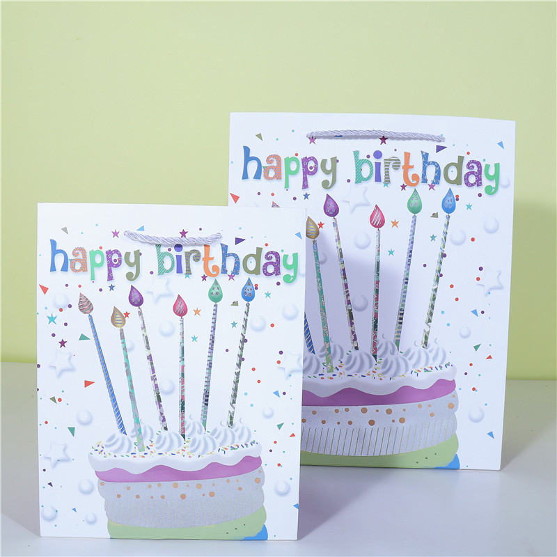 Happy Birthday Gift Paper Bag Cake Packaging Paper Bag Balloon Candle Shopping Bag Wholesale Plush Toy Bag