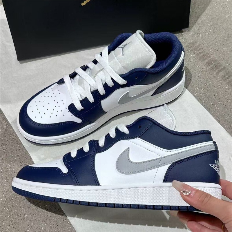 Cross-Border Putian Pure Original Aj1 Navy Blue Basketball Shoes for Men and Women, Retro Sports Shoes, Genuine Leather Couple Style Casual Sneakers