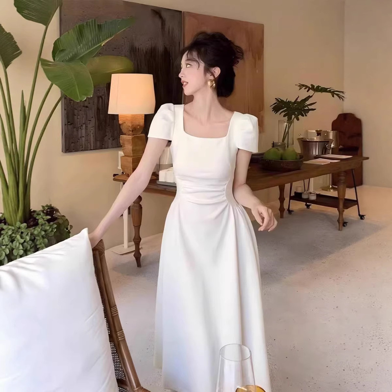 Cross-Border Southeast Asian Graduation Season French-Style White Dress for Petite Women, Gentle Style, Waist-Cinching, Elegant Evening Gown Cross-Border Southeast Asian Graduation Season French-Style White Dress for Petite Women, Gentle Style, Waist-Cinching, Elegant Evening Gown