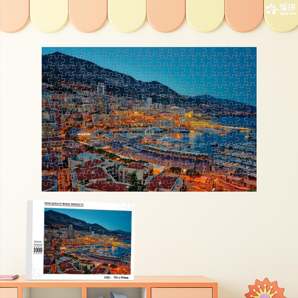Miles de luces rompecabezas 1000 piezas de madera para niños adultos juguetes 500 piezas 300 piezas al por mayor paisaje entrega de una pieza
