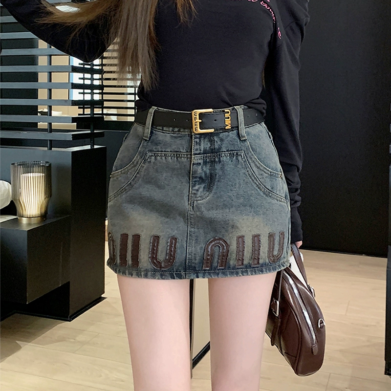 Джинсовая юбка больших размеров для женщин летом, дизайн Fat mm, защита от воздействия, высокая талия, стройнящая фигура, короткие брюки-юбка А-силуэта, закрывающие бедра.
