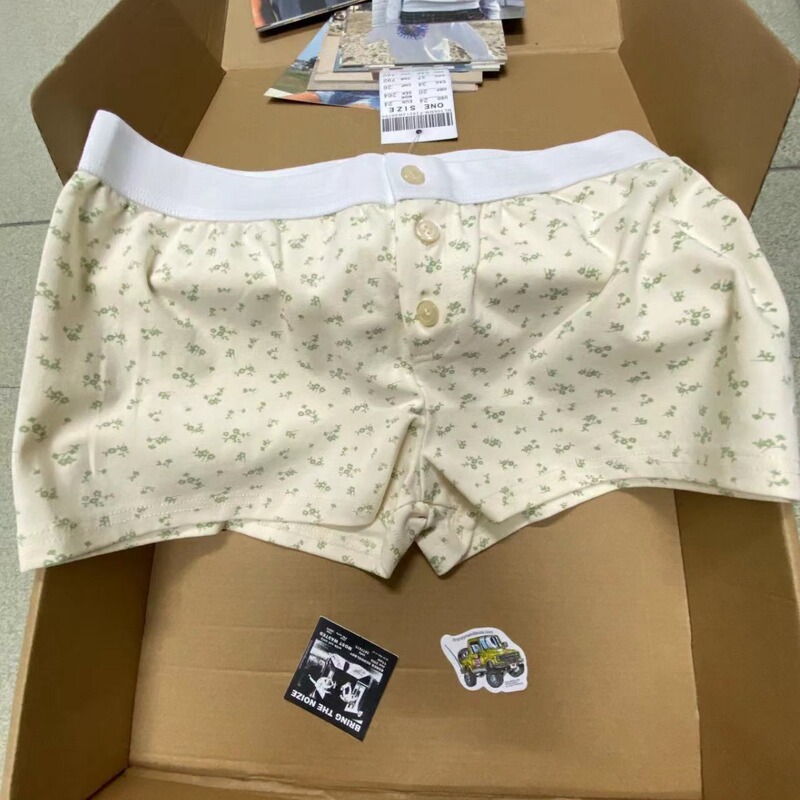 BM Style Home Striped Three-Button Colored Eyelet Elastic Shorts Women's Bm Stretch Tight Multi-Color Hot Pants Boxers