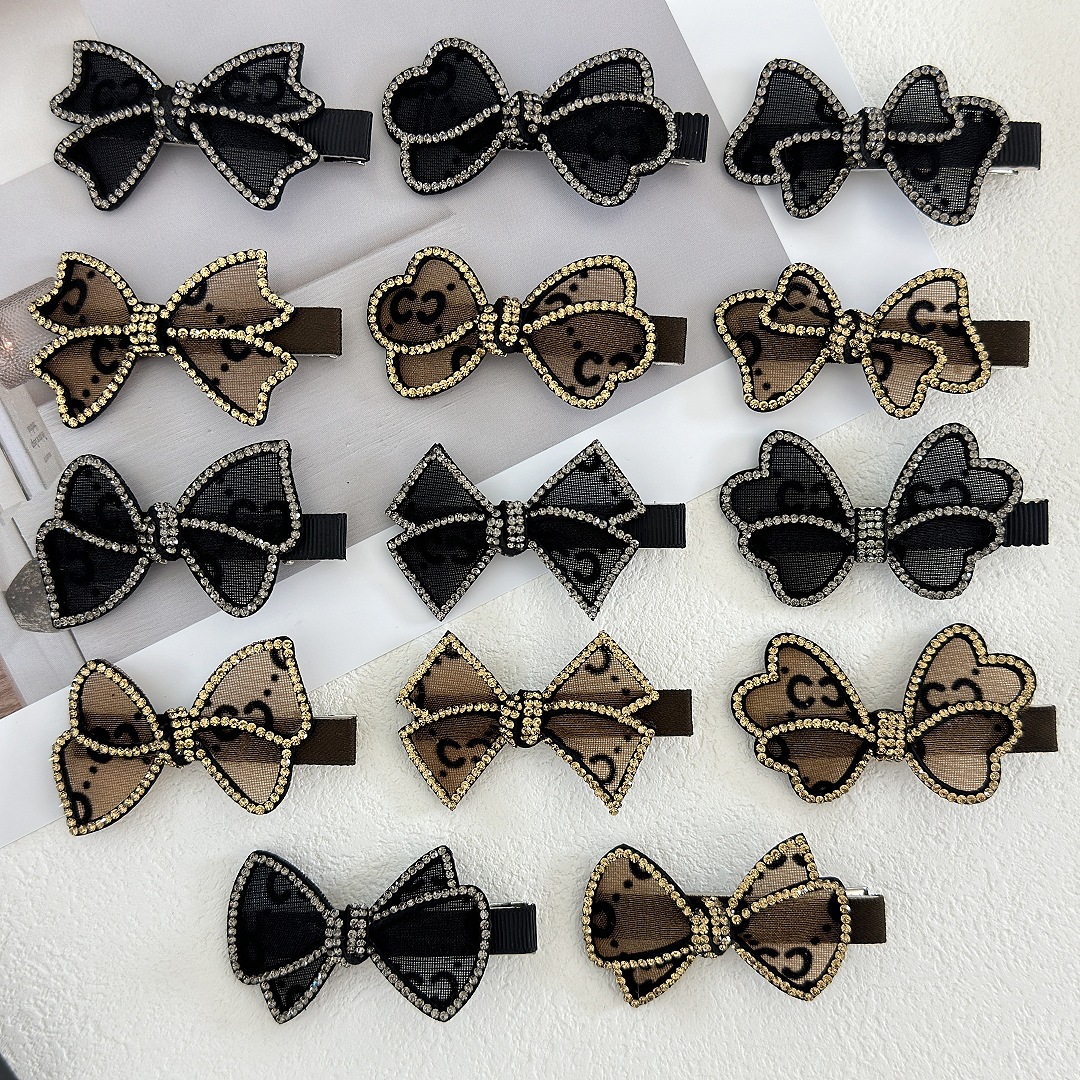 Korean Style Bow Rhinestone Side Clip Hairpin Duckbill Clip Bangs Clip Broken Hairpin Elegant Women's One-character Clip Hairpin