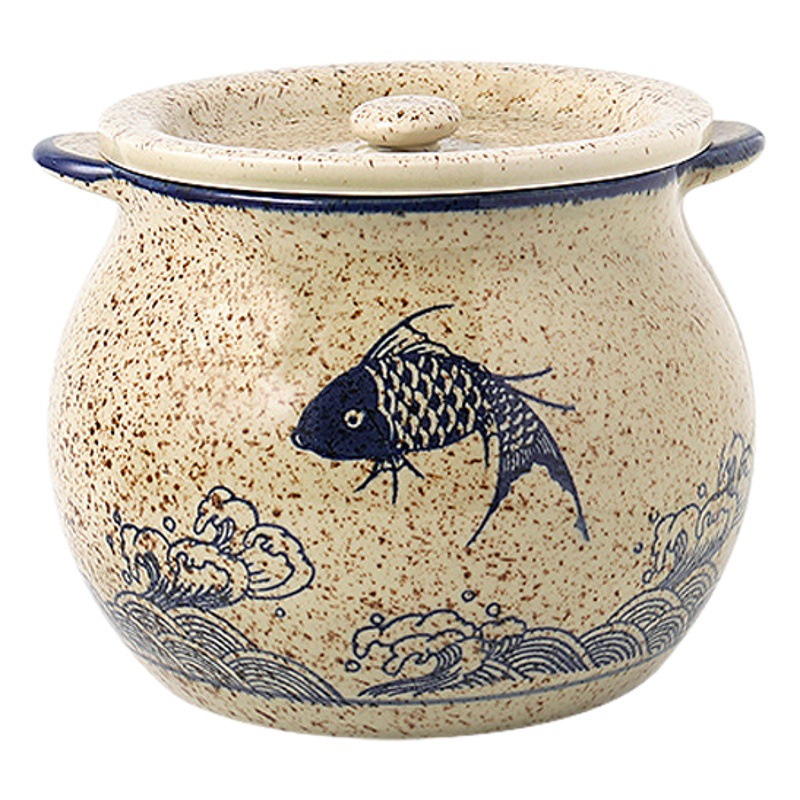 Tanque de aceite de cerdo de cerámica resistente a altas temperaturas aceite de cocina del hogar carne picante tarro de aceite tanque de aceite de Chile tarro condimento vintage