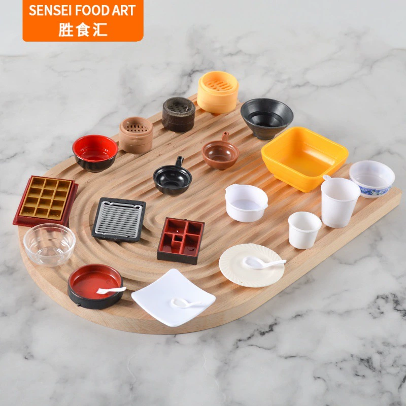 Симулятор сине-голубой чаши тарелка пароварка миниатюрная еда игра контейнер мини-кухня ручной работы мягкая глиняная посуда