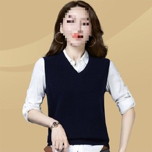 秋冬无袖领毛衣马甲女短款套头针织衫背心韩版修身纯色学生