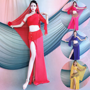 Belly Dance Clothing New Indian Dance Performance Clothing Tianzhu Girl Ethnic Dance Adult and Kidsren's One-Sleeved Elegant Suit