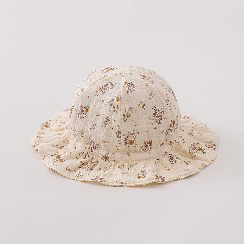 3-25 Meses sombrero de bebé primavera y otoño delgado sombrero de pescador de bebé sombrero de protección solar ajustable sombrero de maceta primavera flores trituradas