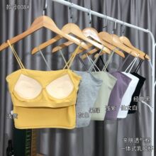 春夏一体式乳胶固定杯吊带背心女打底舒适美背莫代尔内衣免穿文胸