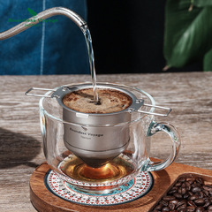 必唯純チタンコーヒーストレーナー手沖コーヒーストレーナー細密120目茶漏れ屋外家庭用折り畳みハンドル