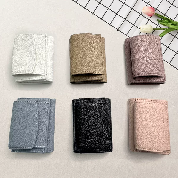 Cross-border New Women's Wallet Fashion Short Solid Color Mini Portable Access Card Case Passport Certificate Coin Purse for Women