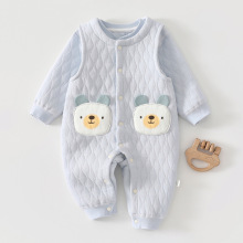 婴幼儿春秋三层保暖外出家居服吊带两件套内搭哈衣爬爬服一件批发