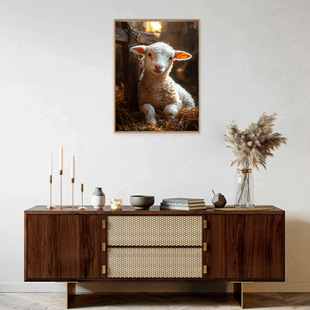 Foreign Trade Pure and Sacred Cute Lamb Sheep Living Room Bedroom Gift Living Room Canvas Painting Decorative Painting Core Frameless