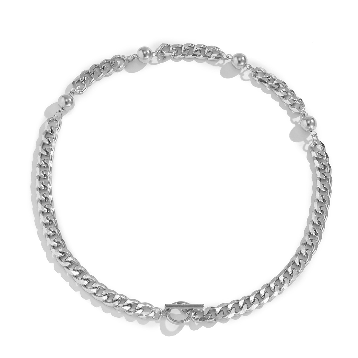 fashion round bead aluminum chain single layer necklacepicture6