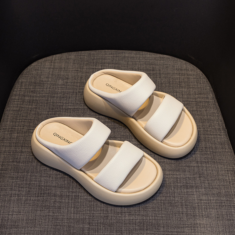 Sandal nữ quai ngang đế dày mũi tròn da thật mềm mại — M 2361m màu, M2361 màu xanh lá cây, M2361 màu tím, M2361 màu vàng