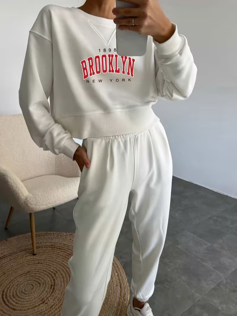 Damen Fleece-jogginganzug Mit Rundhals Für Herbst Und Winter_voghion.com