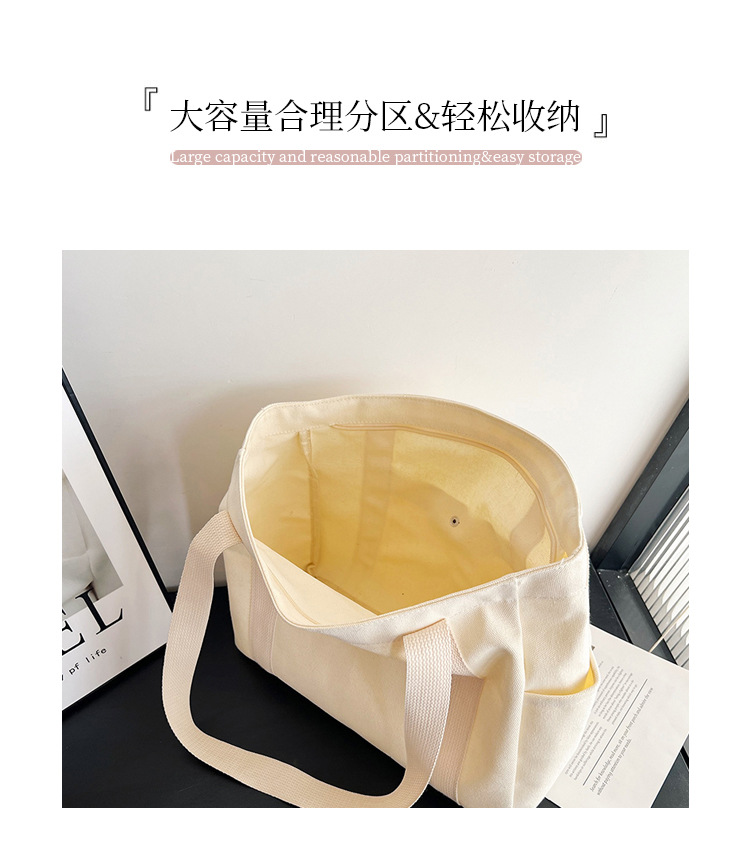 Wholesale of new women's single-shoulder bags, cross-border simple and casual canvas bags, Korean version LOGO printed commuter tote bags undefined